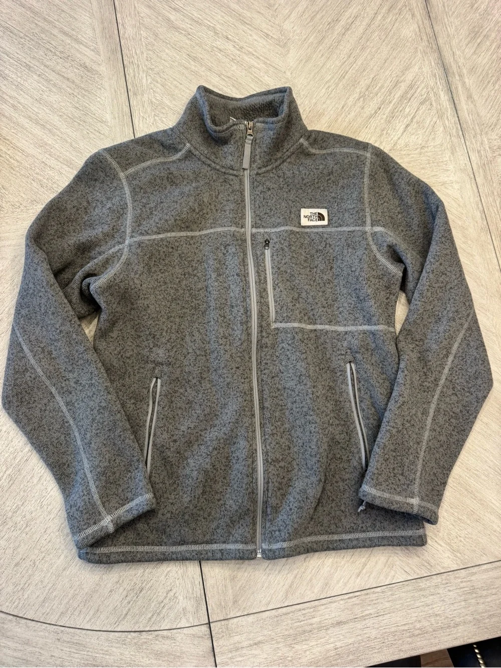 The North Face Men's Heather Gray Full-Zip Fleece Jacket medium